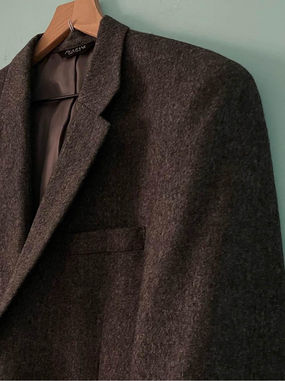Jos. A. Bank Camel Hair Double Breasted Long Sport Coat Blazer Grey 41L Mens